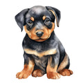 Watercolor Rottweiler Fabric Panel 17