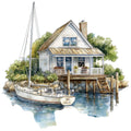 Watercolor Sailing Fabric Panel 3