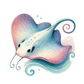 Watercolor Sea Fish Fabric Panel 14