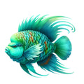 Watercolor Sea Fish Fabric Panel 19