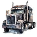 Watercolor Semi Truck Fabric Panel 3