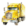 Watercolor Semi Truck Fabric Panel 6