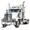 Watercolor Semi Truck Fabric Panel 9