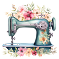 Watercolor Sewing Machines Fabric Panel 3