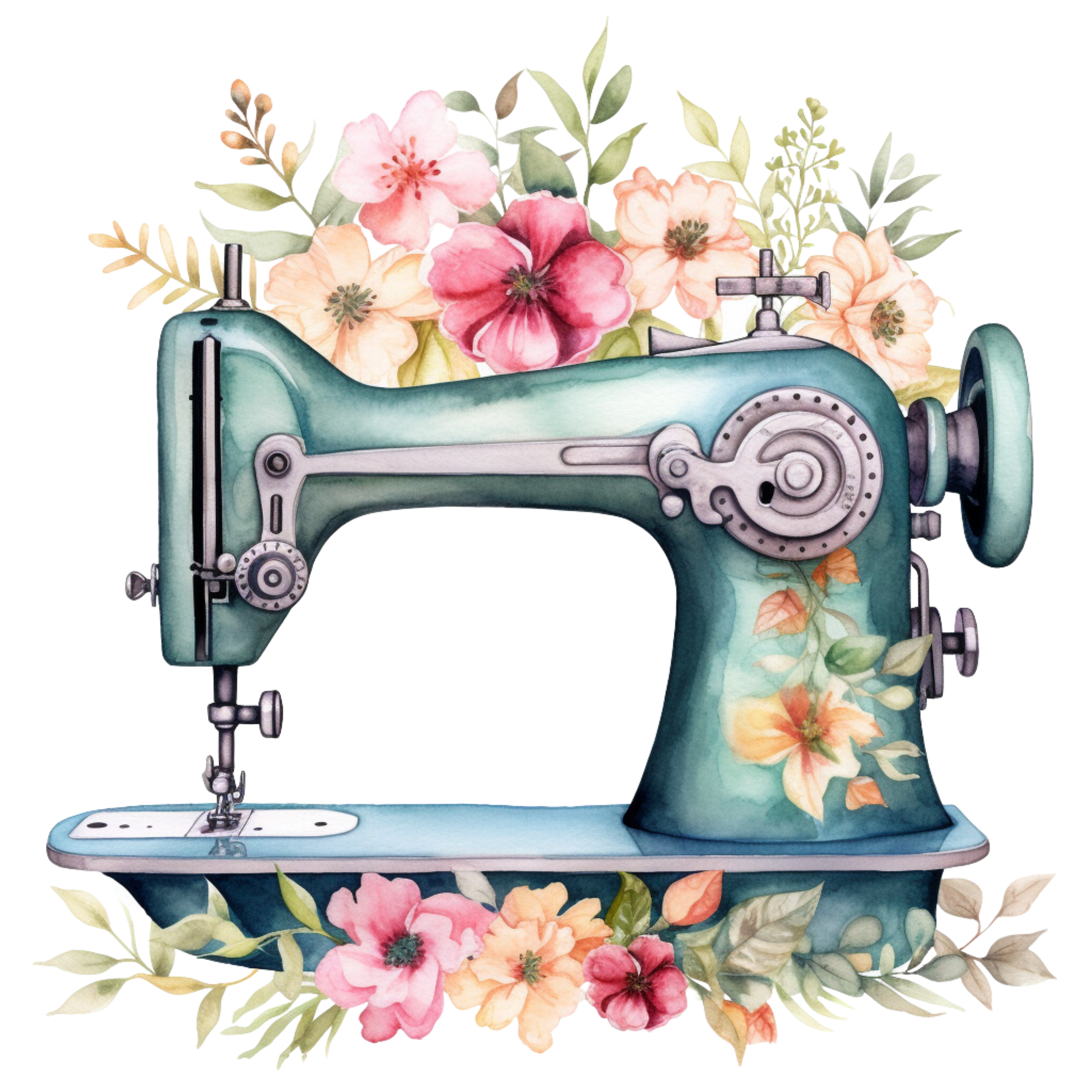 Watercolor Sewing Machines Fabric Panel 3