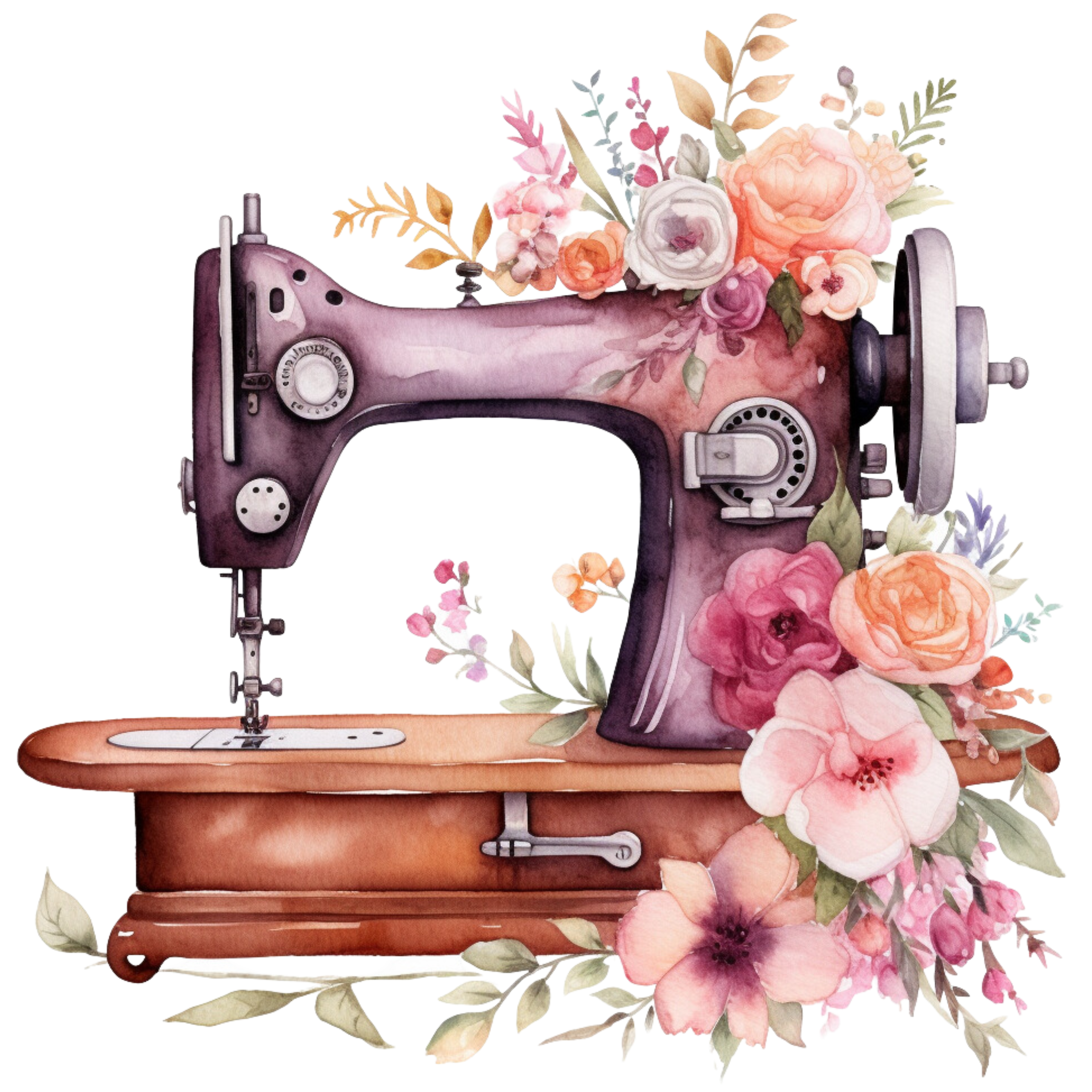 Watercolor Sewing Machines Fabric Panel 5