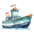 Watercolor Ship Fabric Panel