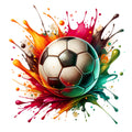 Watercolor Soccer Ball and Splash Fabric Panel 1