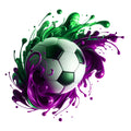 Watercolor Soccer Ball and Splash Fabric Panel 12