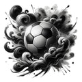 Watercolor Soccer Ball and Splash Fabric Panel 8