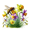 Watercolor Spring Bees Fabric Panel 1