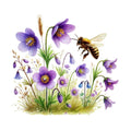 Watercolor Spring Bees Fabric Panel 13