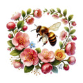 Watercolor Spring Bees Fabric Panel 4