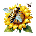 Watercolor Spring Bees Fabric Panel 9