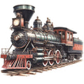 Watercolor Steam Train Fabric Panel 1
