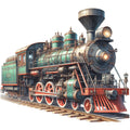 Watercolor Steam Train Fabric Panel 10