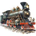 Watercolor Steam Train Fabric Panel 12