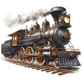 Watercolor Steam Train Fabric Panel 13