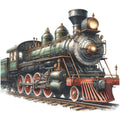 Watercolor Steam Train Fabric Panel 17