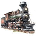 Watercolor Steam Train Fabric Panel 4