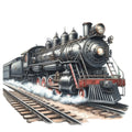 Watercolor Steam Train Fabric Panel 5