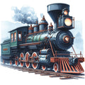 Watercolor Steam Train Fabric Panel 9