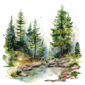 Watercolor Summer Landscapes Fabric Panel 1