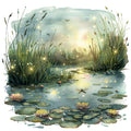 Watercolor Summer Landscapes Fabric Panel 10