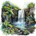 Watercolor Summer Landscapes Fabric Panel 18