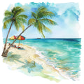 Watercolor Summer Landscapes Fabric Panel 28