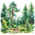 Watercolor Summer Landscapes Fabric Panel 3