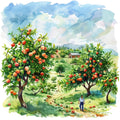 Watercolor Summer Landscapes Fabric Panel 30