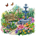 Watercolor Summer Landscapes Fabric Panel 33