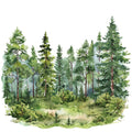 Watercolor Summer Landscapes Fabric Panel 4