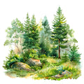 Watercolor Summer Landscapes Fabric Panel 7