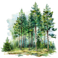 Watercolor Summer Landscapes Fabric Panel 8