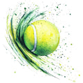 Watercolor Tennis Fabric Panel 12