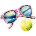 Watercolor Tennis Fabric Panel 22