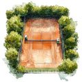 Watercolor Tennis Fabric Panel 23