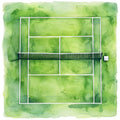 Watercolor Tennis Fabric Panel 24