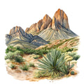 Watercolor Texas Fabric Panel 33
