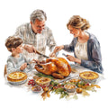 Watercolor Thanksgiving Fabric Panel 1