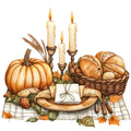 Watercolor Thanksgiving Fabric Panel 16