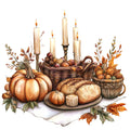 Watercolor Thanksgiving Fabric Panel 18