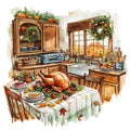 Watercolor Thanksgiving Fabric Panel 23