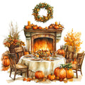Watercolor Thanksgiving Fabric Panel 28