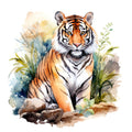 Watercolor Tiger Fabric Panel 9