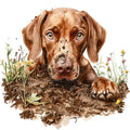 Watercolor Vizslas Fabric Panel 13