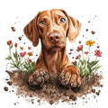 Watercolor Vizslas Fabric Panel 14