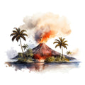 Watercolor Volcano Fabric Panel 22